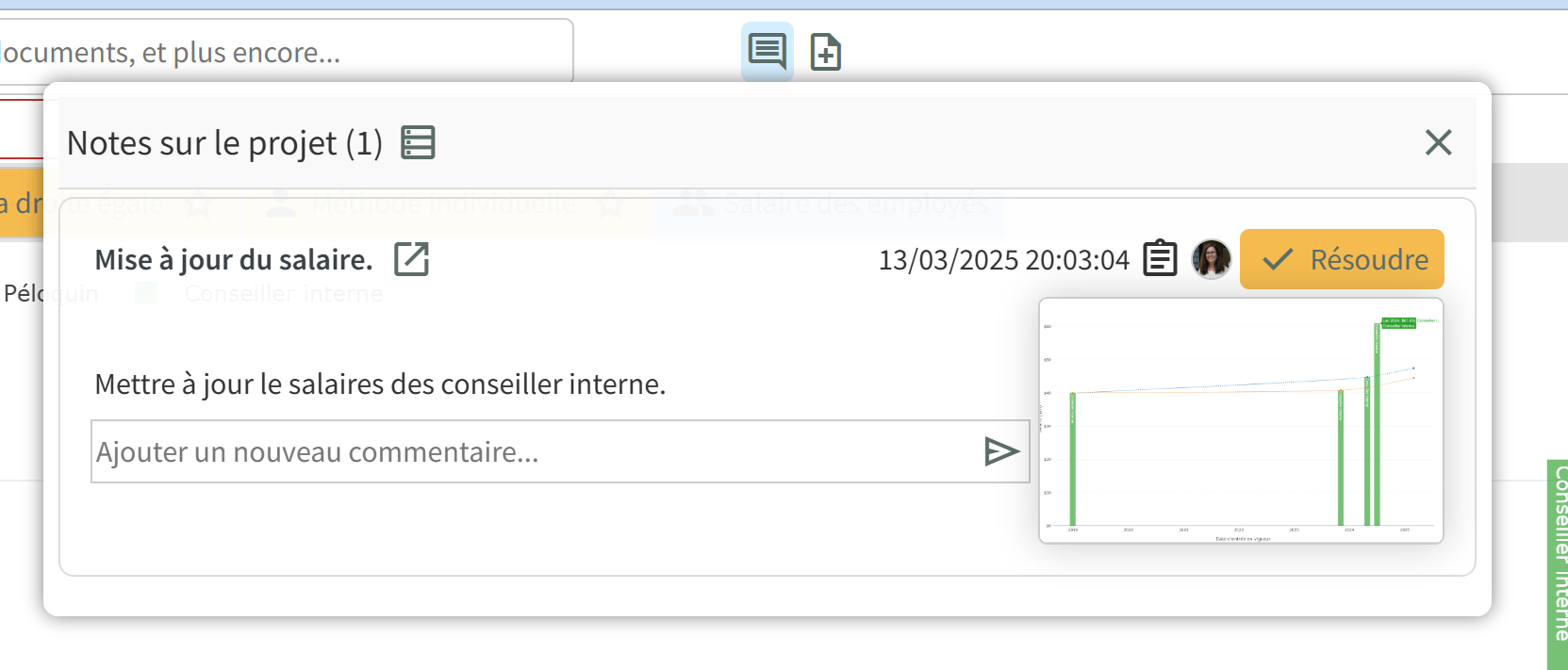 Validation de l'ajout de note.