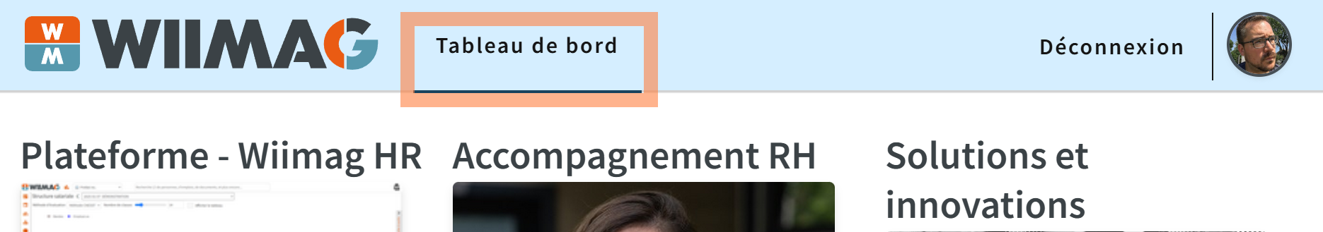 Cliquer sur Tableau de bord.